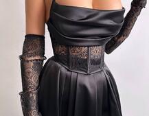 Атласний комплект: корсет + спідниця максі  | PUSHKA SHOP