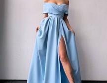 Сукня максі  з відкритими плечима та розрізом на спідниці | PUSHKA SHOP