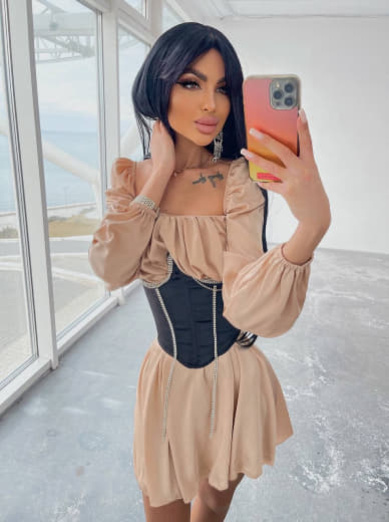 Приталена сукня з шовку  + корсет декорований стразами  Ручна робота  | PUSHKA SHOP