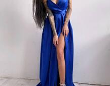 Платье макси с разрезом на юбке и запахом на груди   Платье макси с разрезом на юбке и запахом на груди   | PUSHKA SHOP