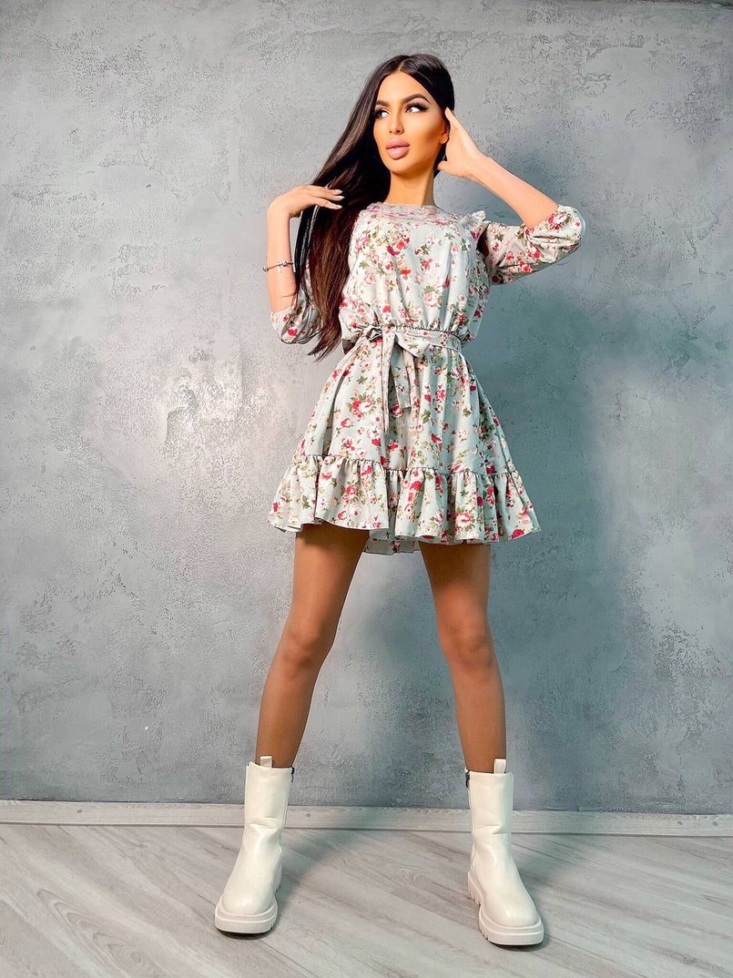 Милое цветочное платье с оборками Милое цветочное платье с оборками | PUSHKA SHOP