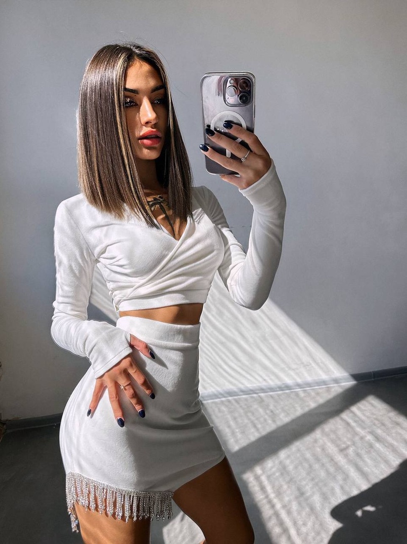 Оксамитовий комплект, декорований бахромою зі страз | PUSHKA SHOP