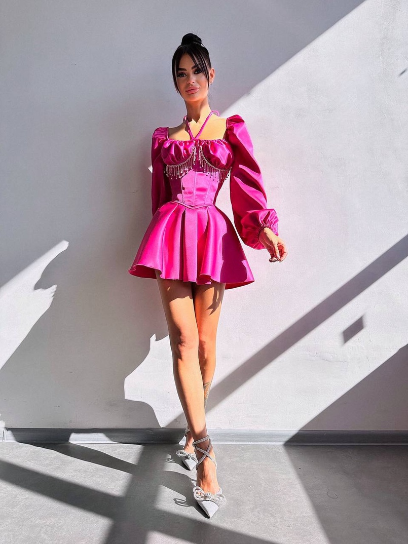 Сукня з корсетом, декорованим бахромою зі страз Ручна робота Сукня з корсетом, декорованим бахромою зі страз Ручна робота | PUSHKA SHOP