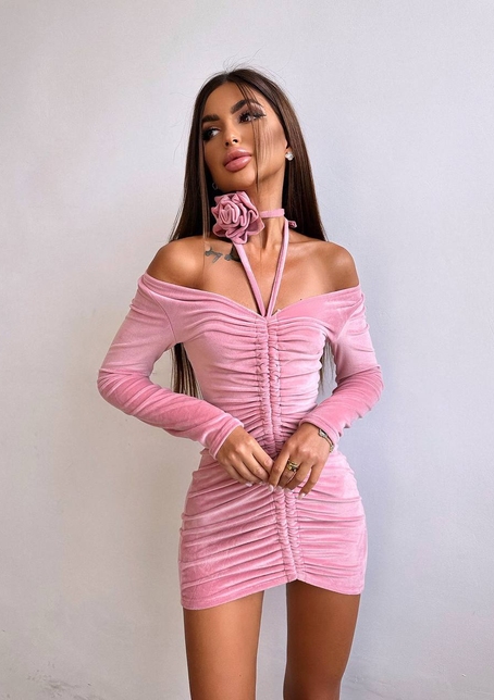 Оксамитова сукня  із зав'язкою на шию з трояндою | PUSHKA SHOP