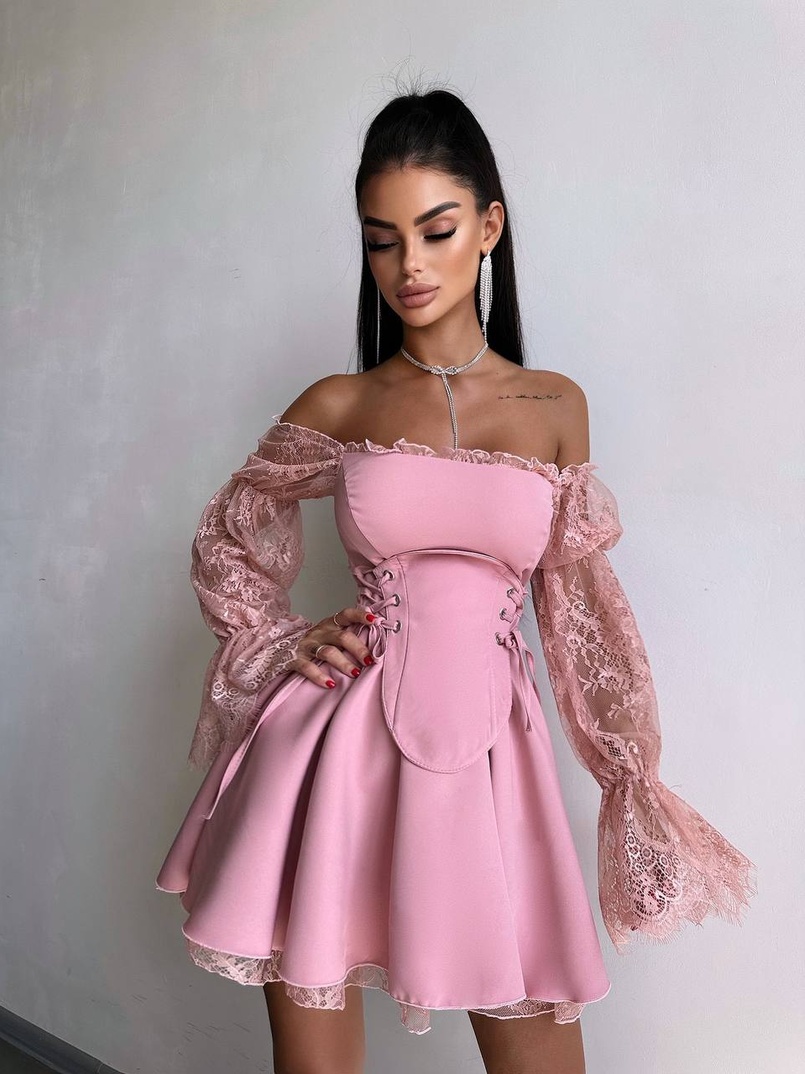 Сукня з корсетом декорована мереживом Сукня з корсетом декорована мереживом | PUSHKA SHOP