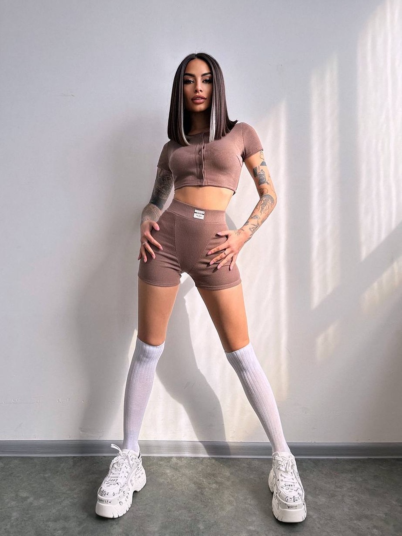 Комплект: топ на ґудзиках + велосипедки | PUSHKA SHOP