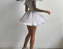 Муслиновое платье мини с корсетной вставкой на талии с косточками  Муслиновое платье мини с корсетной вставкой на талии с косточками  | PUSHKA SHOP