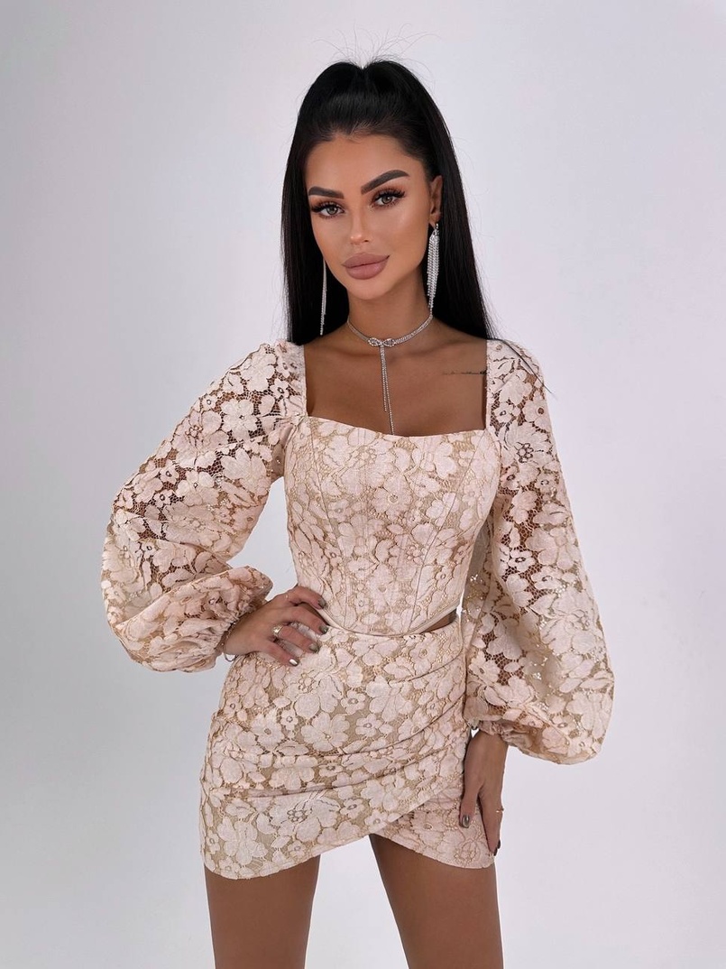 Мереживний комплект: корсет + спідниця міні | PUSHKA SHOP