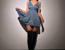 Блискуча сукня з пишною спідницею та шнурівкою на спинці | PUSHKA SHOP