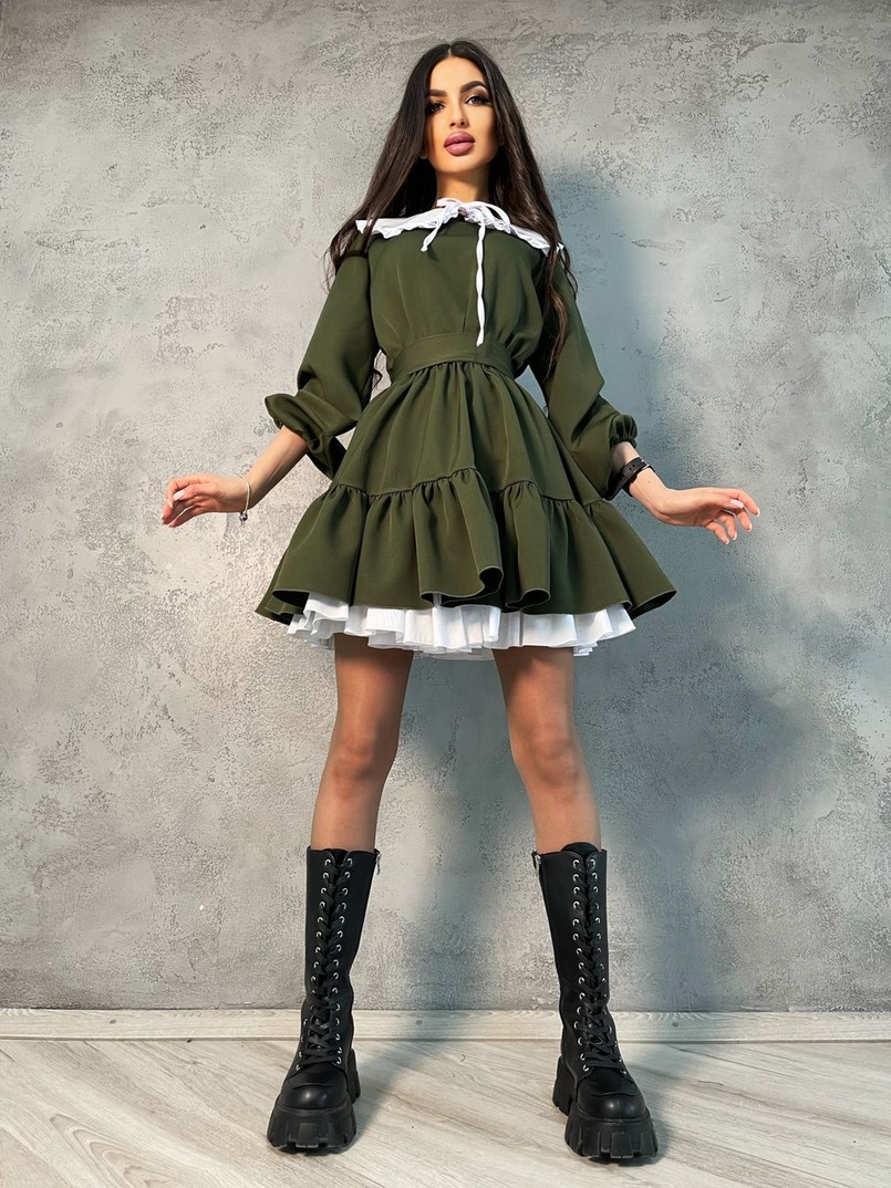 Платье со съёмным воротничком и подъюбником Платье со съёмным воротничком и подъюбником | PUSHKA SHOP