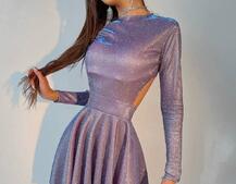 Блискуча сукня міні з відкритою спиною  Блискуча сукня міні з відкритою спиною  | PUSHKA SHOP