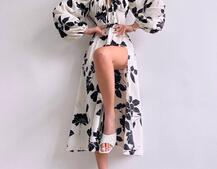 Сукня міді з квітковим принтом  | PUSHKA SHOP