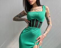 Сукня-міді  з елементами корсету   | PUSHKA SHOP