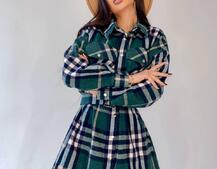 Кашемировое платье-рубашка в клетку | PUSHKA SHOP