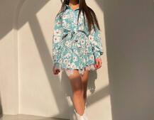 Сукня міні на гудзиках,декорована мереживом  | PUSHKA SHOP