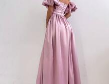 Атласное платье макси с объемными рукавами   Атласное платье макси с объемными рукавами   | PUSHKA SHOP