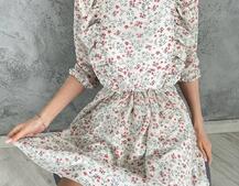 Цветочное шифоновое платье с рюшами Цветочное шифоновое платье с рюшами | PUSHKA SHOP