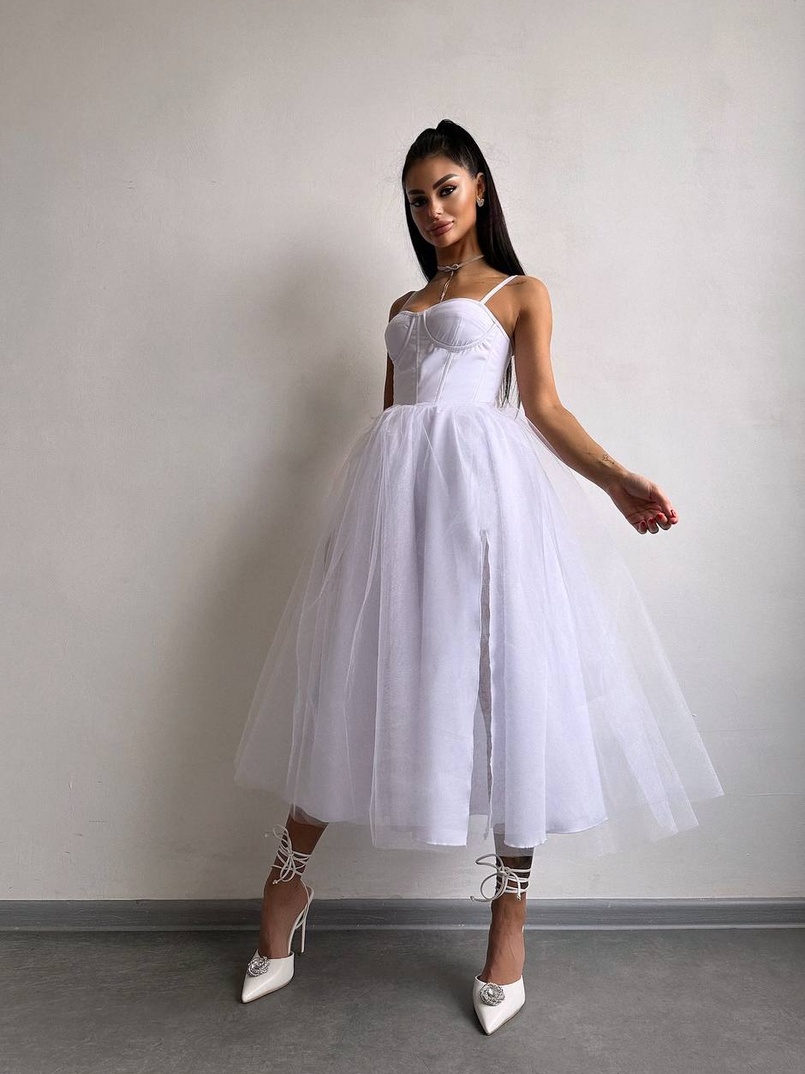 Сукня міді із чашечками з пишною спідницею | PUSHKA SHOP