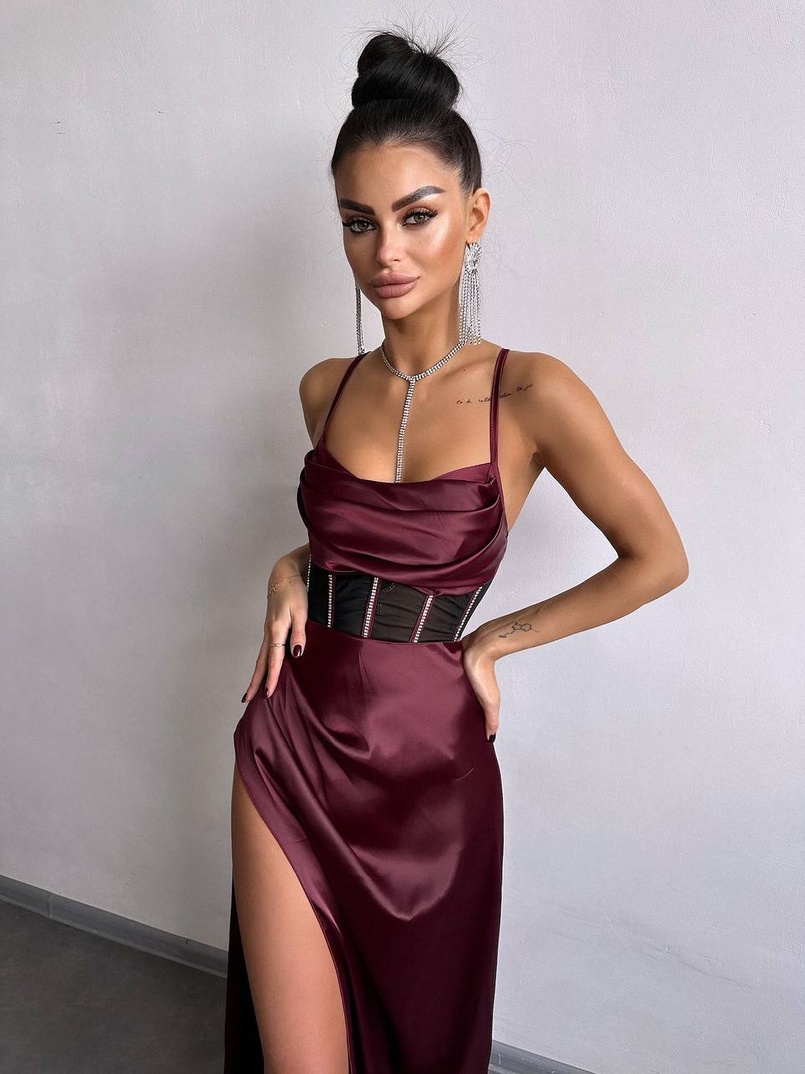 Комплект: корсет, декорований стразами + спідниця максі з драпіруванням  | PUSHKA SHOP