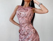 Блестящее платье-макси с узорами из пайеток Блестящее платье-макси с узорами из пайеток | PUSHKA SHOP