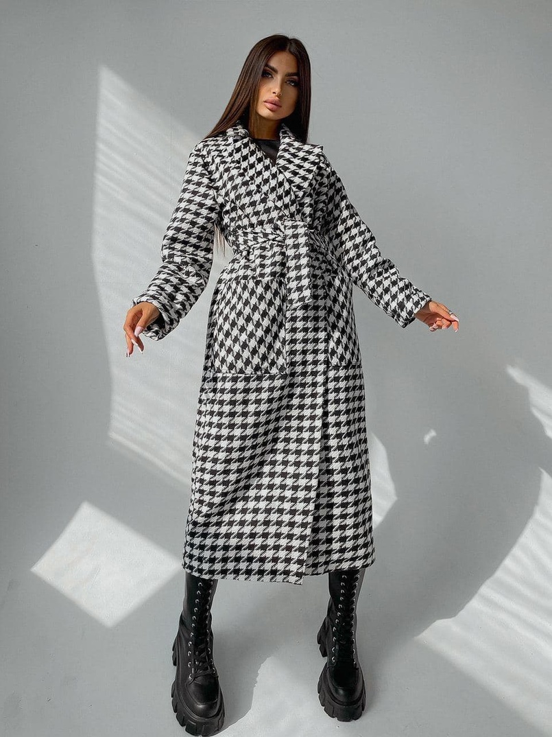 Кашемировое пальто в клетку на подкладке Кашемировое пальто в клетку на подкладке | PUSHKA SHOP