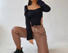 Комплект: топ + джоггеры из эко-кожи | PUSHKA SHOP