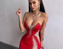 Сукня міді декорована стразами   | PUSHKA SHOP