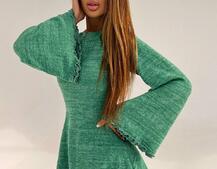 Трикотажна сукня міні з розкльошеними рукавами та відкритою спиною Трикотажна сукня міні з розкльошеними рукавами та відкритою спиною | PUSHKA SHOP