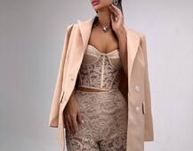 Комплект: мереживний корсет бюстьє + штани + піджак  | PUSHKA SHOP