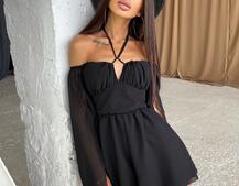 Шифоновый ромпер с расклешенными рукавами  | PUSHKA SHOP