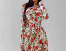 Цветочное платье миди с разрезом Цветочное платье миди с разрезом | PUSHKA SHOP