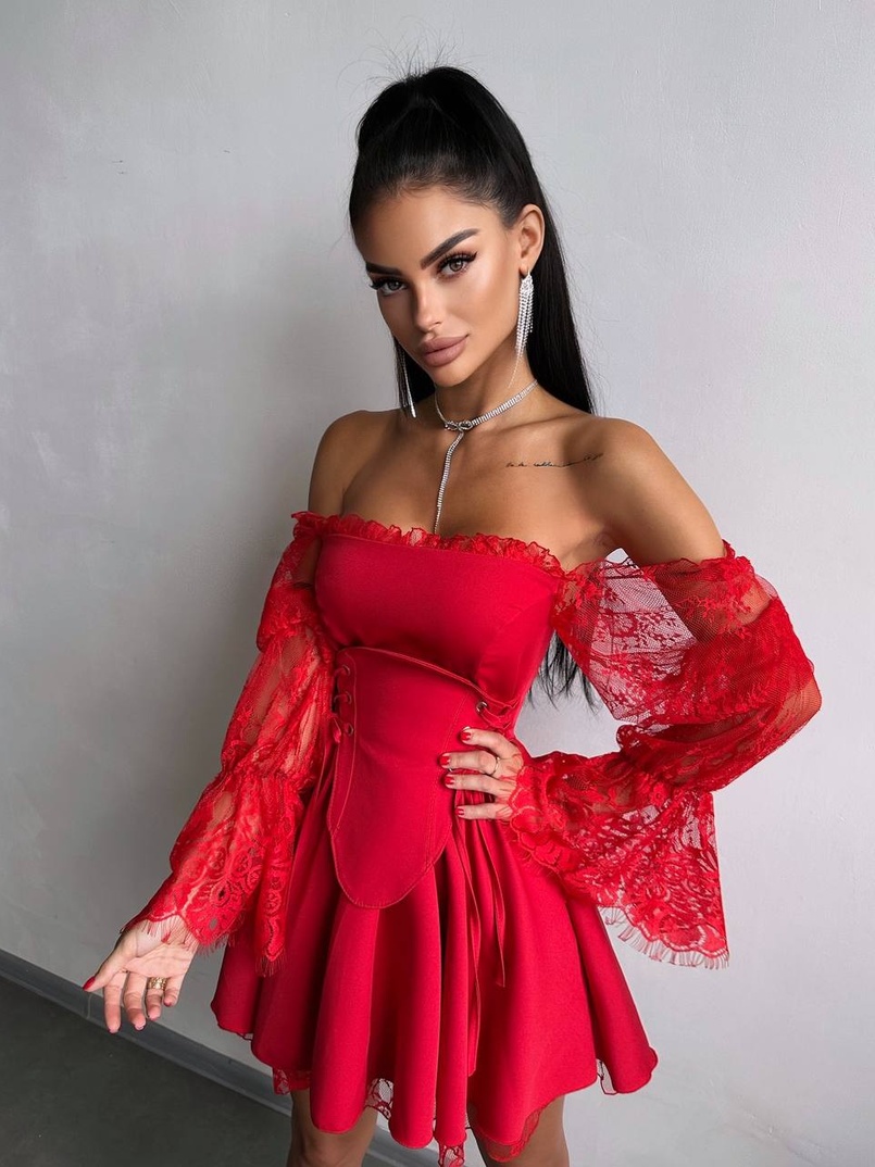 Сукня з корсетом декорована мереживом  | PUSHKA SHOP