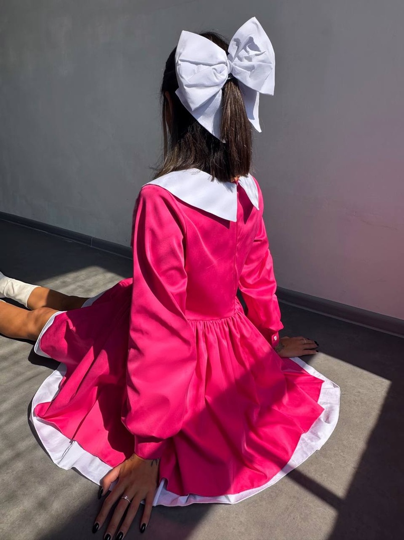 Котонова сукня з комірцем + бант  | PUSHKA SHOP