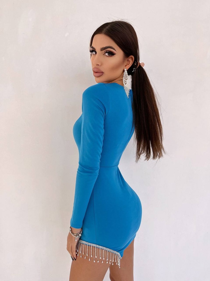 Силуетна сукня з декором із сітки зі стразами Силуетна сукня з декором із сітки зі стразами | PUSHKA SHOP