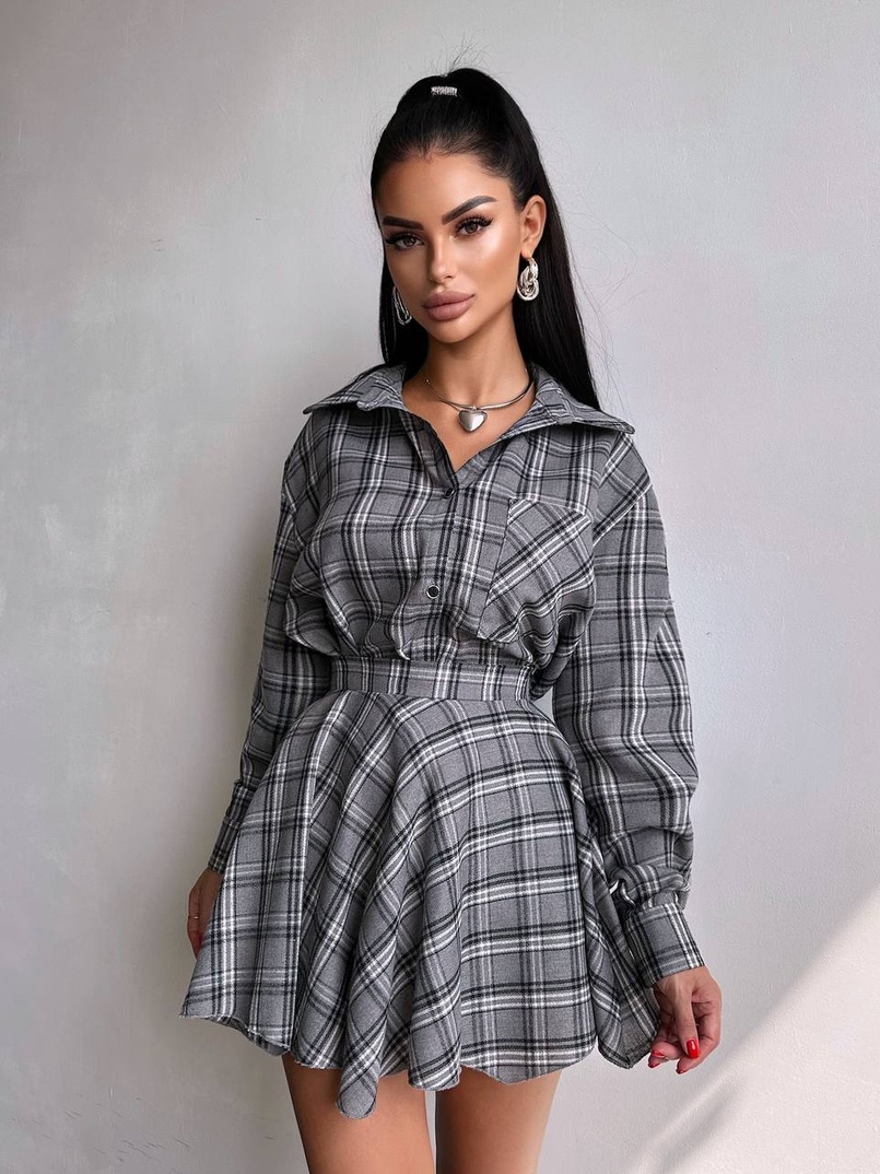 Комплект: сорочка + спідниця у клітинку Комплект: сорочка + спідниця у клітинку | PUSHKA SHOP