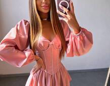 Комплект: сукня з подвійною спідницею + корсет, декорований стразами    | PUSHKA SHOP