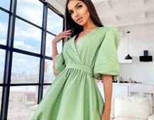 Воздушное коттоновое платье с пышной юбкой и объемными рукавами Воздушное коттоновое платье с пышной юбкой и объемными рукавами | PUSHKA SHOP