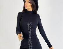 Платье в рубчик со шнуровкой  | PUSHKA SHOP