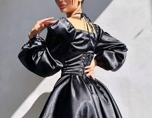 Сукня з корсетом, декорованим бахромою зі страз Ручна робота  | PUSHKA SHOP