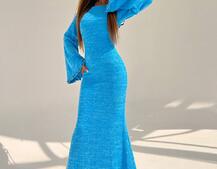 Трикотажна сукня максі з розкльошеними рукавами та відкритою спиною | PUSHKA SHOP