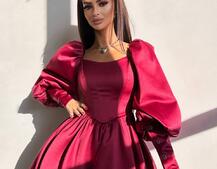 Сукня з обʼємними рукавами та спідницею балоном  | PUSHKA SHOP