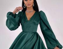 Атласна корсетна сукня  з пишною подвійною спідницею  | PUSHKA SHOP