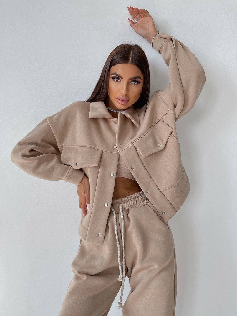 Комплект: тёплая рубашка на кнопках + джоггеры  Комплект: тёплая рубашка на кнопках + джоггеры  | PUSHKA SHOP