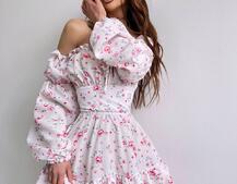 Квіткова сукня з воланами та шнуровкою по спинці | PUSHKA SHOP
