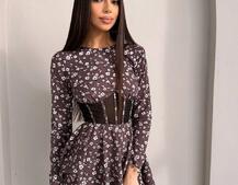 Приталена сукня з корсетною вставкою та спідницею-сонцем | PUSHKA SHOP