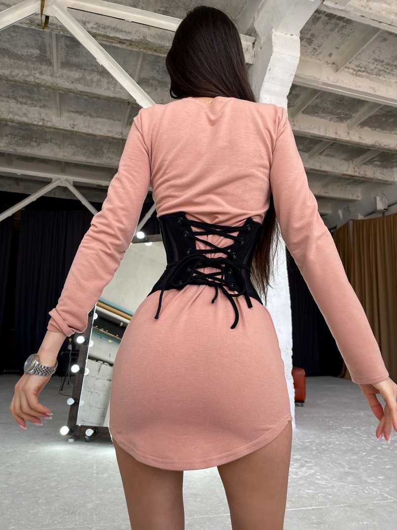 Трикотажное платье в комплекте с утягивающим корсетом Трикотажное платье в комплекте с утягивающим корсетом | PUSHKA SHOP