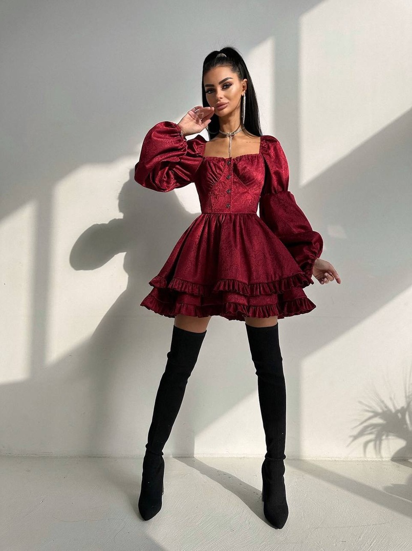 Корсетна сукня  з пишною подвійною спідницею та рюшами  | PUSHKA SHOP