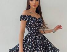 Платье мини с корсетной вставкой на талии с косточками Платье мини с корсетной вставкой на талии с косточками | PUSHKA SHOP