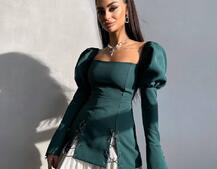 Сукня з об'ємними рукавами + спідниця з воланами Сукня з об'ємними рукавами + спідниця з воланами | PUSHKA SHOP