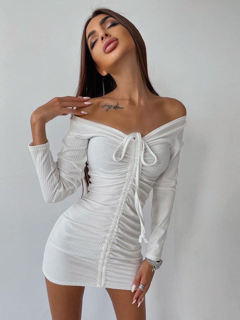 Платье-мини с затяжкой  | PUSHKA SHOP